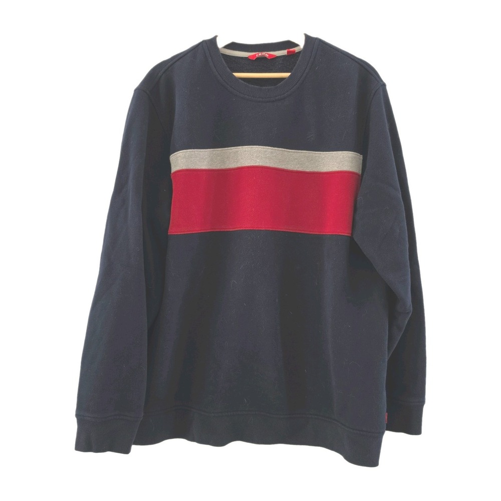 IZOD Y2K Men's Crewneck Sweatshirt Large Navy Blue Retro Pullover Colorblock